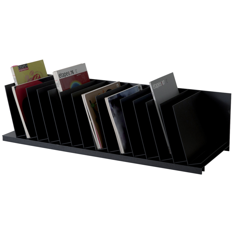 Magazine rack, Document holder, Organiser, Schwarz, Schräge Fächer