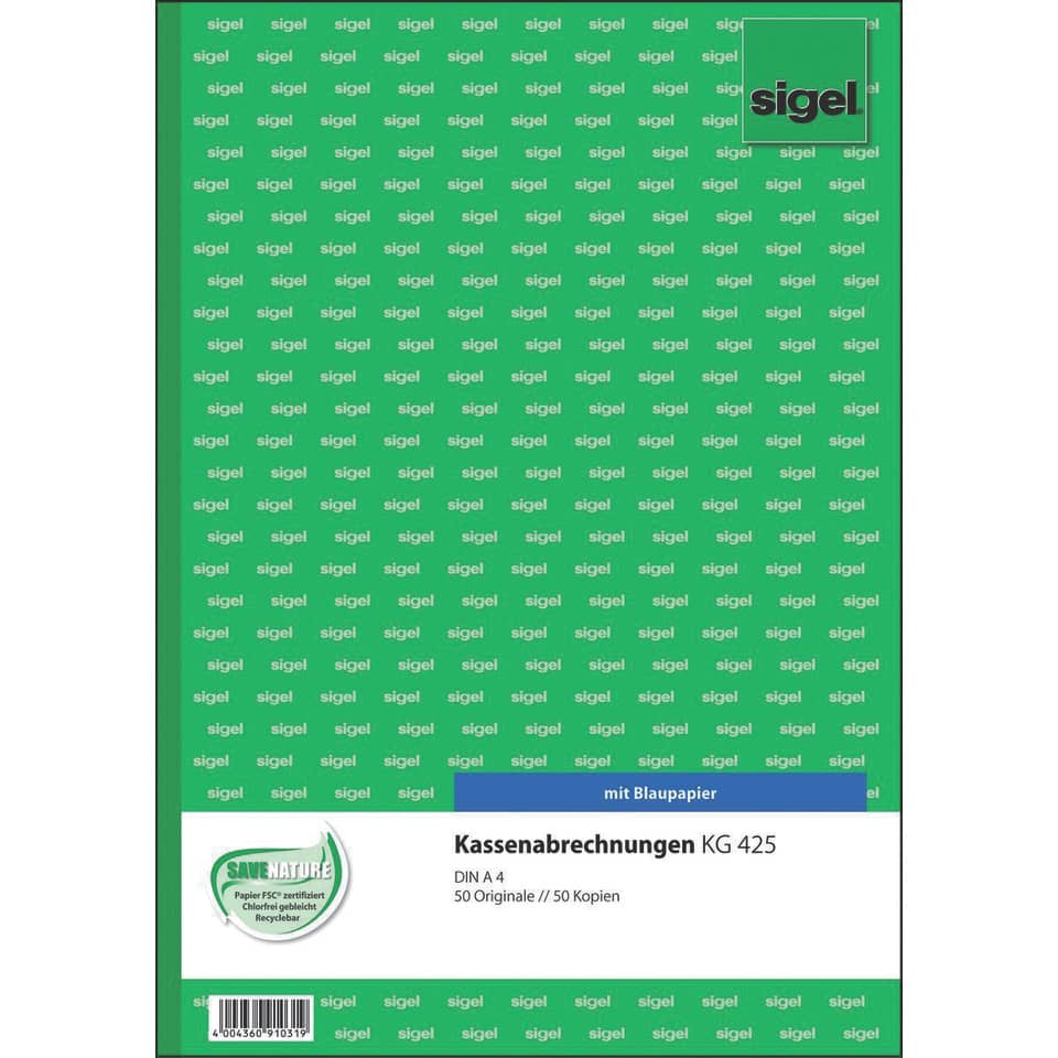 Kassenabrechnungen, Kassenbuch, DIN A4, Kopien, Blaupapier