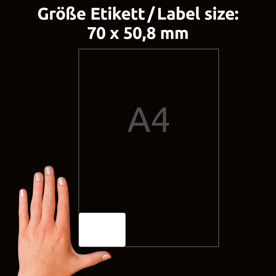 A4, Label, Aufkleber, Hand, Größe