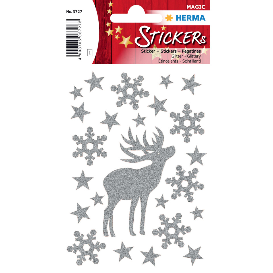 Schablonenelemente, Glitzer, Winterdesign, Elch, Sterne