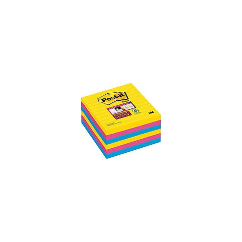 Haftnotizblock Super Sticky Notes Carnival Collection, 101 x 101mm, liniert, 6 x 90 Blatt, sortiert POST-IT 675-6SS-CARN