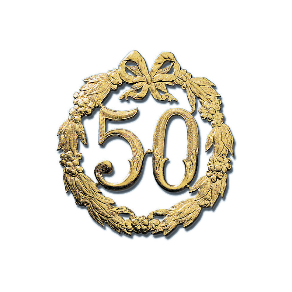 goldener ornament, 50. jahrestag, Lorbeerkranz, Metall-Anstecknadel, antik look
