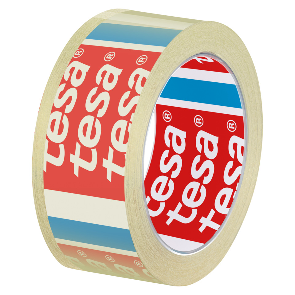  masking tape, adhesive tape, blue stripe, red label, tan core