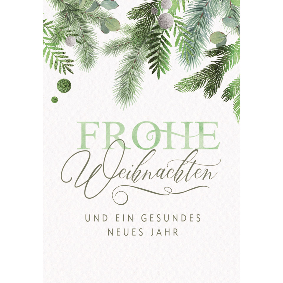 Weihnachtskarte, Frohe Weihnachten, Grünes Tannengrün, Weihnachtsgrüße, Neues Jahr