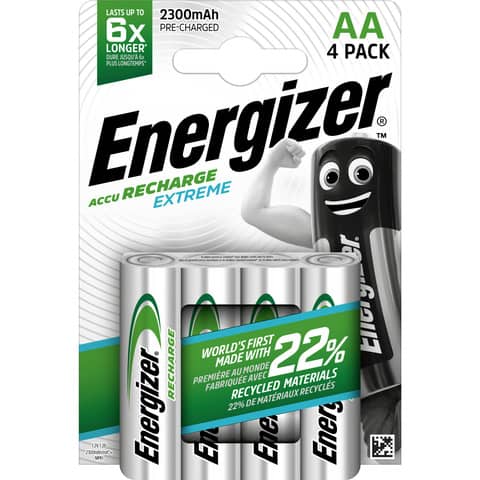 Batterie Akku Extreme, HR06/AA/Mignon, NiMH 2300 mAh, 4 Stück ENERGIZER E300624602