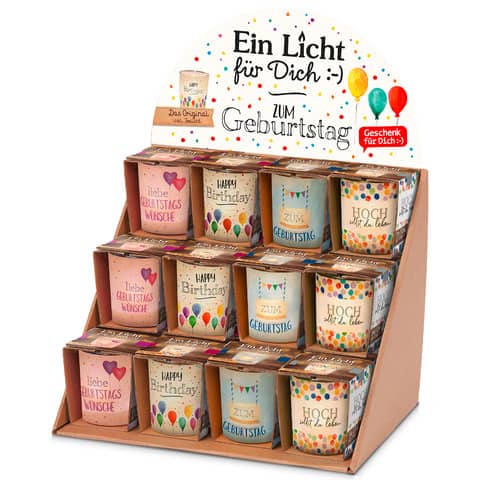 Teelichthalter zum Geburtstag, Ø57 x 65mm, sortiert FÜR DICH 640230