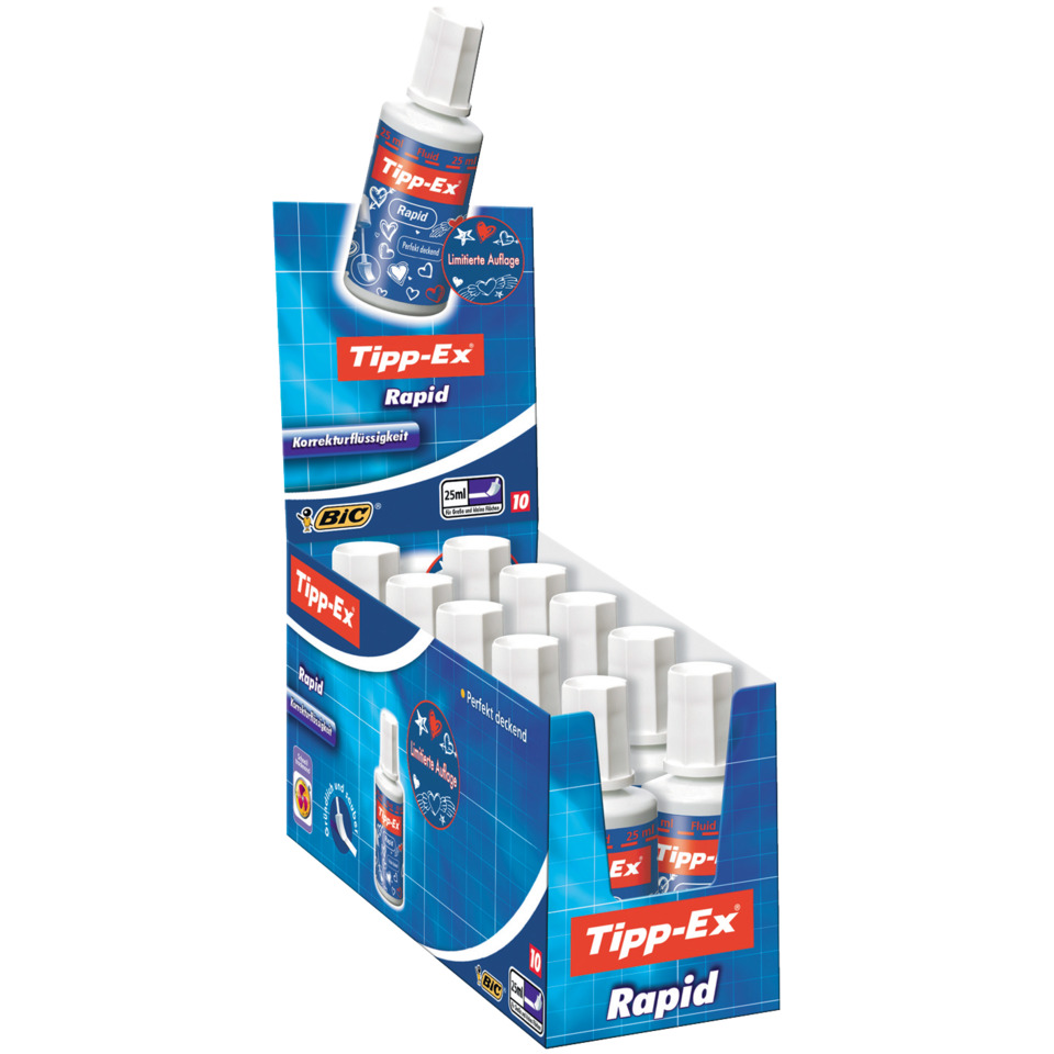 Korrekturflüssigkeit, Tipp-Ex Rapid, Klebstoffstift, Korrekturmittel, Fläschchen 25 ml