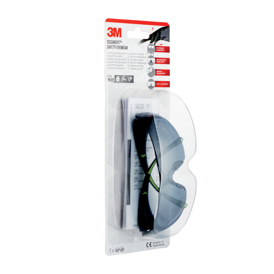 3M-Brille, Schutzbrille, Schutzbrille, klare Gläser, verstellbares Nasenpad