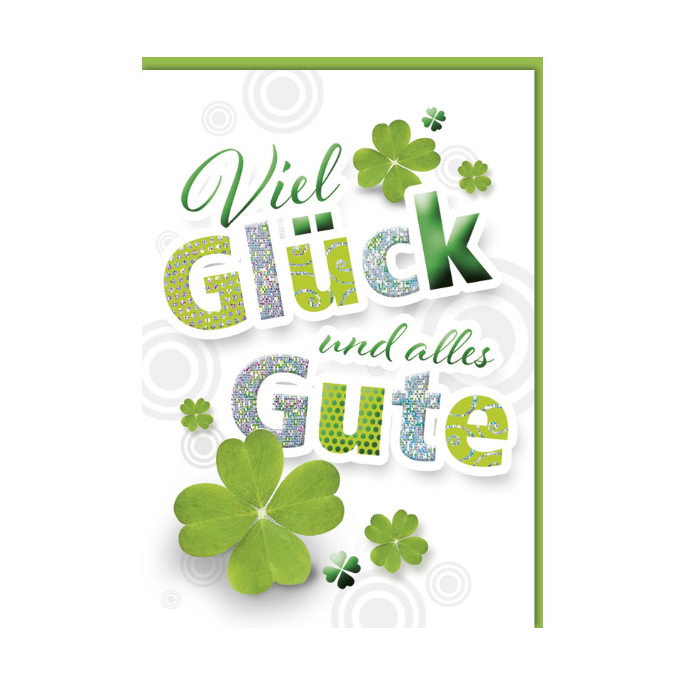 Glückwunschkarte, Vierblatt, Grün, Kleeblatt, Grün