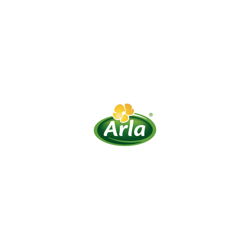 Logo, Arla, grünes Oval, gelbe Blüte, Markenzeichen