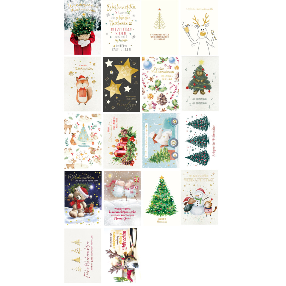 Weihnachtskarten, Weihnachtsgruß, Wintermotiv, Christbaum, Winterszene