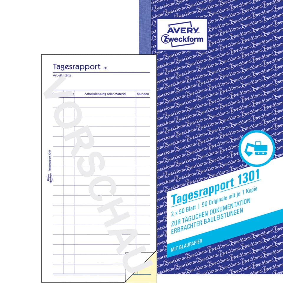 Tagesrapport, Notizblock, A4, blau, Diktierheft
