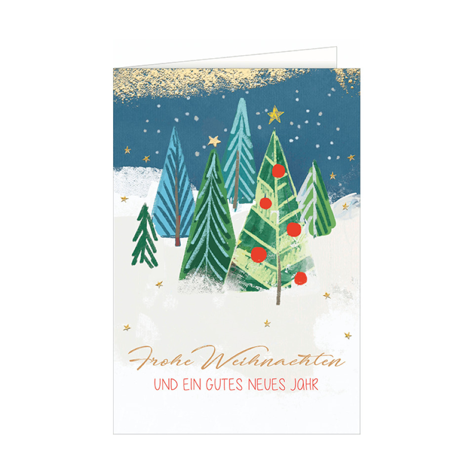 Weihnachtskarte, Weihnachtsbaum, Winterlandschaft, Kartenmotiv, Frohe Weihnachten