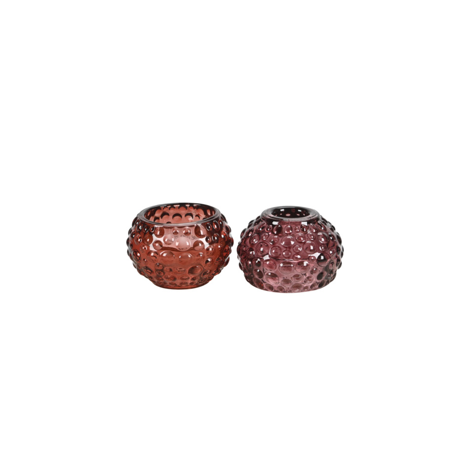 Glasvasen, Bubble-Textur, rot, lila, Kugelform