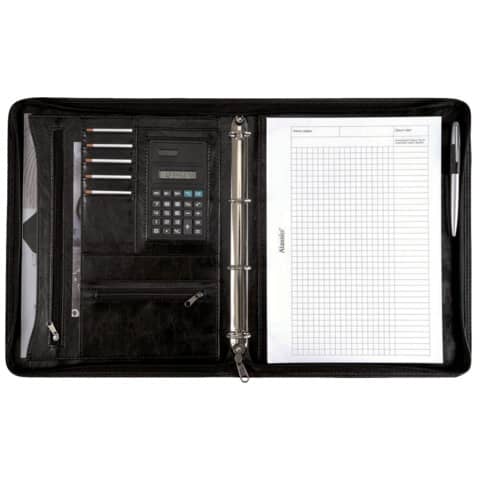 Ringbuchmappe A4 MASSA Lederimitat schwarz ALASSIO 30065