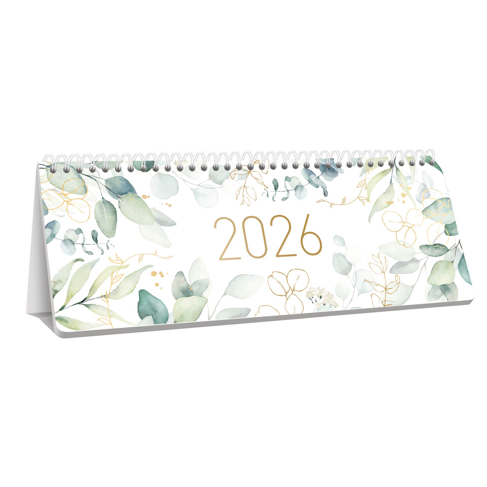 Tischkalender Blattgold 2026, 29,7 x 11 cm, 1M/2S HÄFFT 9952-6