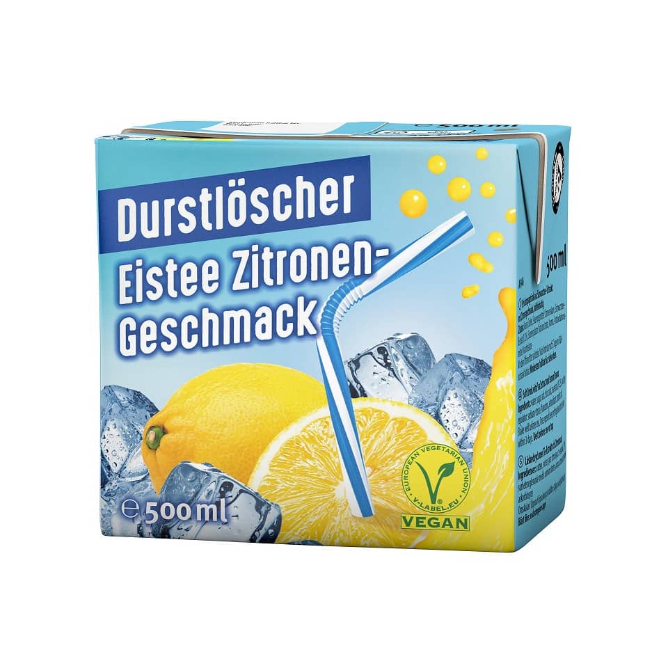 Limonadengetränk, Zitrone, Eistee, Strohhalm, 500 ml