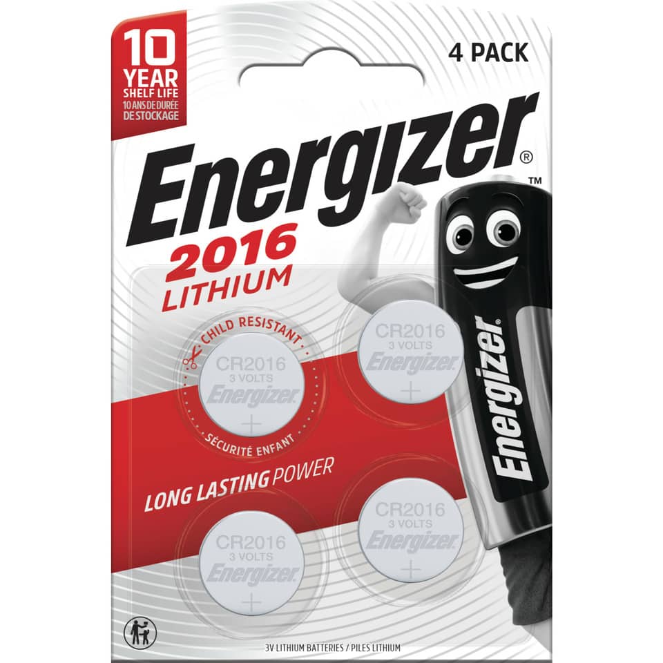Batterien, Lithium, CR2016, 4er-Pack, Energizer
