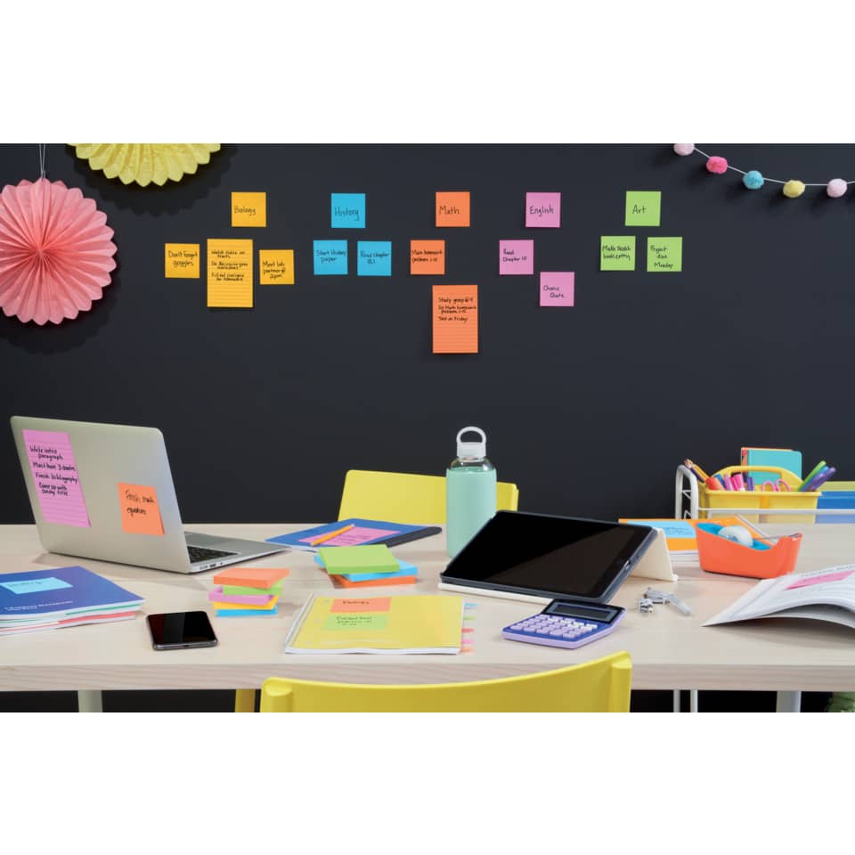 Post-it, Schreibtisch, Schwarze Tafel, Laptop, Tablet
