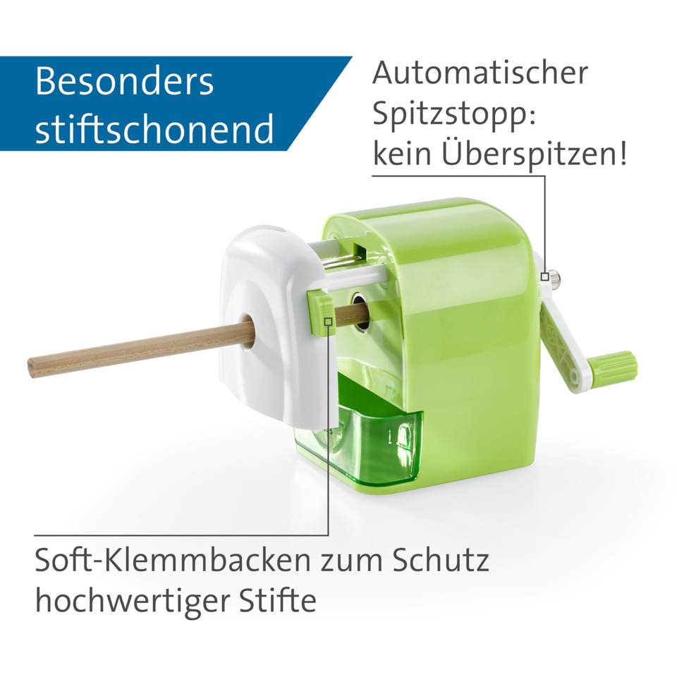 Klemmbauknecht, Bleistiftspitzer, Stiftspender, Schneidenstift, Kunststoffgehäuse