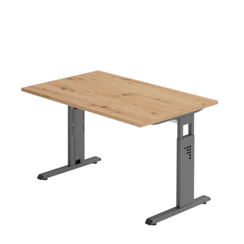 Schreibtisch C-Fuß - 120 x 65-85 x 80 cm, höhenverstellbar, asteiche/graphit HAMMERBACHER MONT.VOS12/R/G