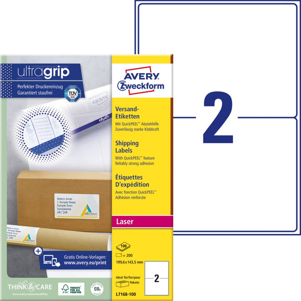 Etiketten, Versandetiketten, Laser, Avery, Paketmarkierung