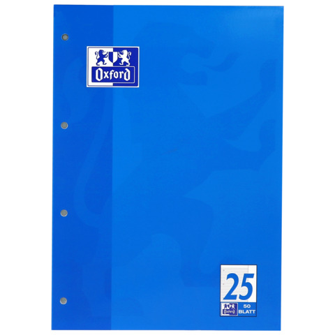 Schulblock, A4, 90g/m², 50 Blatt, Lin.25, liniert mit Rand/rechts OXFORD 100050350