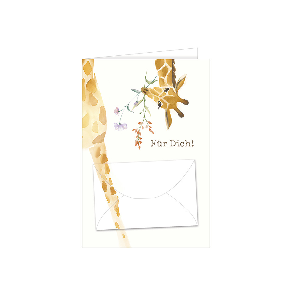 Giraffe, Aquarell, Karte, Umschlag, Blumen, handgezeichnet
