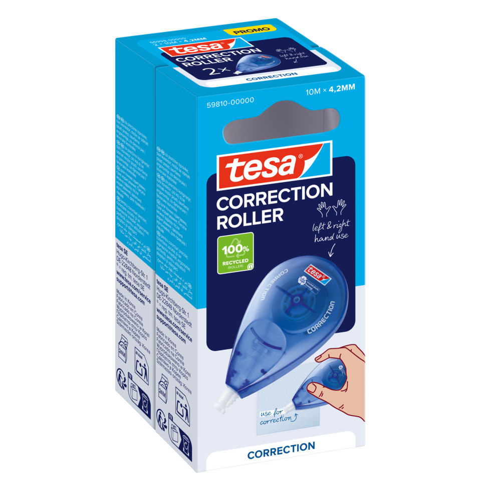 Korrekturroller, Tesa, blaues Fach, Recycling, Korrekturband