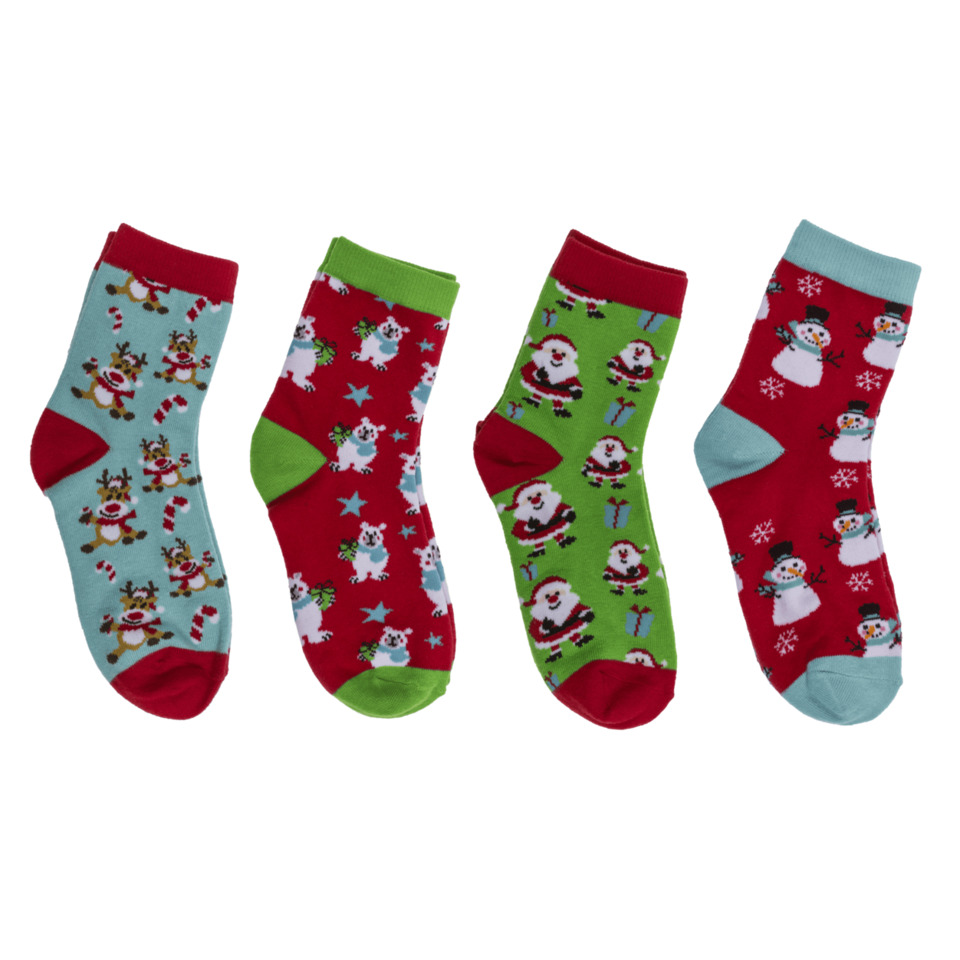 Socken, Weihnachtsmotive, Crew-Socken, Kinder, Gemustert