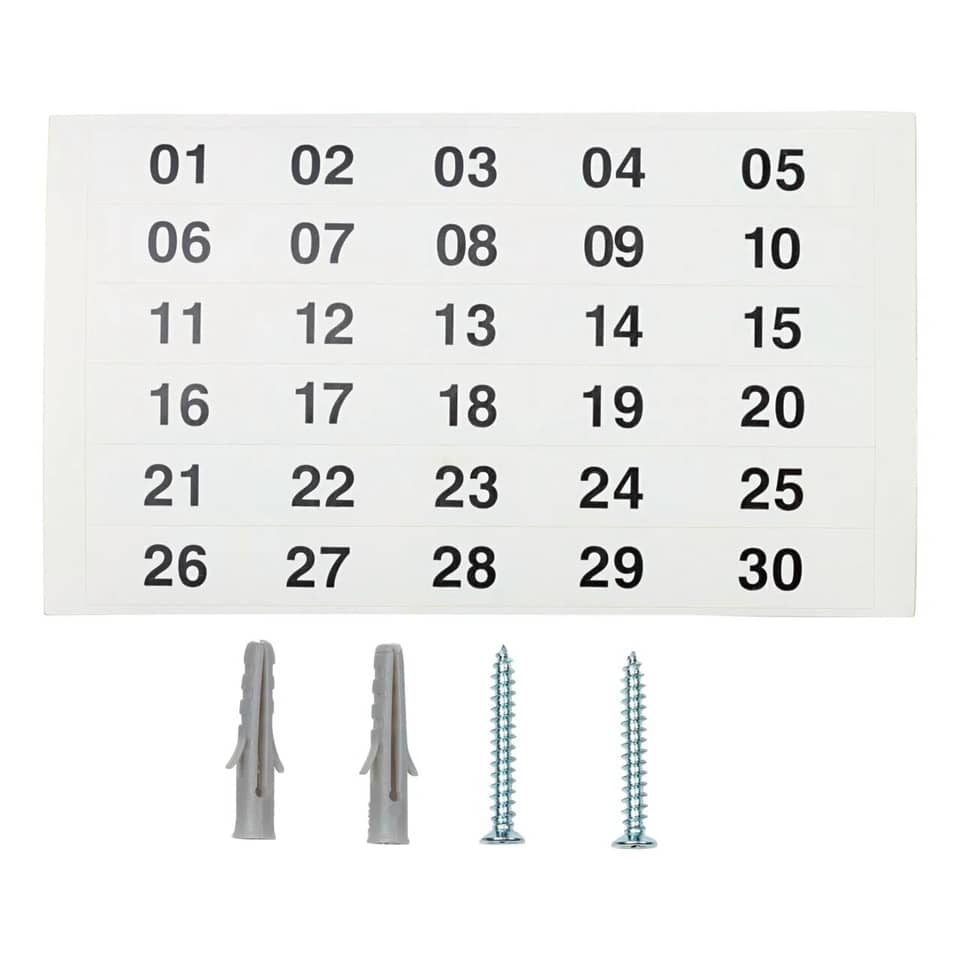 nummerntafel, Aufkleber, Montagezubehör, Schrauben, Hakenverankerung