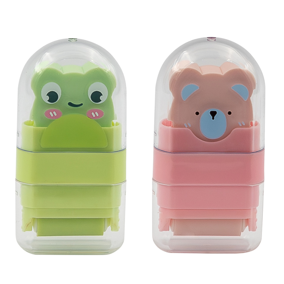 Kinderclip, Bleistiftspitzer, Tiermotiv, dreifarbig, Spitzer-Satz