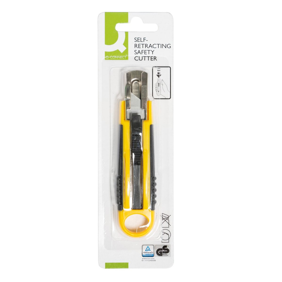 Schneidwerkzeug, Selbstziehender Cutter, Kunststoffgriff, Gelb, Schnittklinge