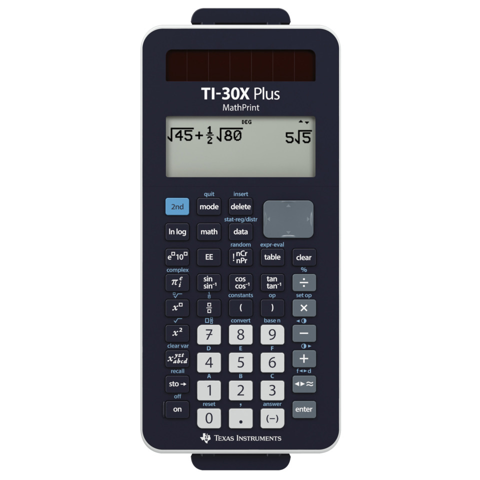 Graphing calculator, TI-30X Plus, Solar panel, Scientific calculator, Mathematical keys, wissenschaftlicher Taschenrechner, TI-30X Plus, Mathe-Rechner, Anzeige, Tasten