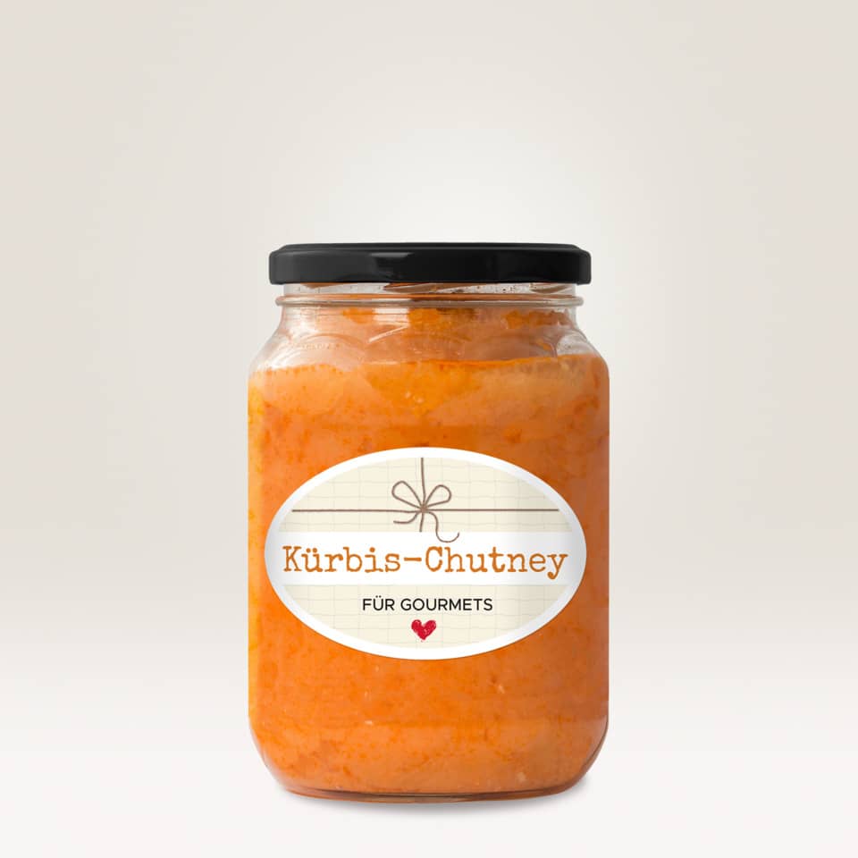 Kürbis-Chutney, Glas, Marmelade, orange, Für Gourmets
