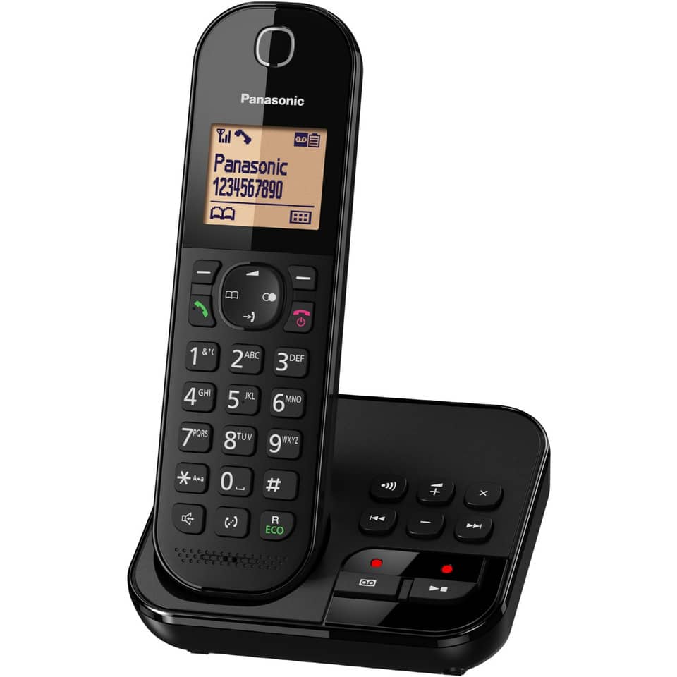 Telefon, DECT-Telefon, Drahtloses Telefon, Anrufmonitor, Gehäuse Schwarz