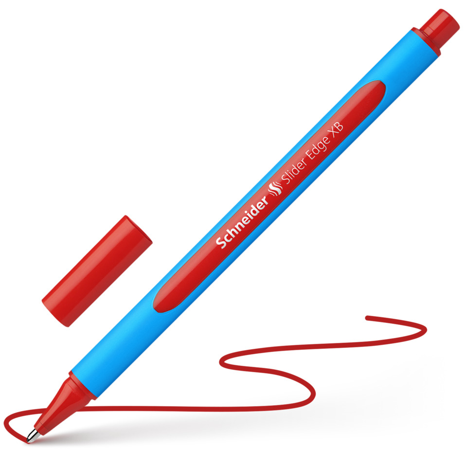 Marker, Red ink, Pen, Twist-action, Schneider, Marker, Stift, Rote Tinte, Blauer Körper, Schneider Slider Edge XB
