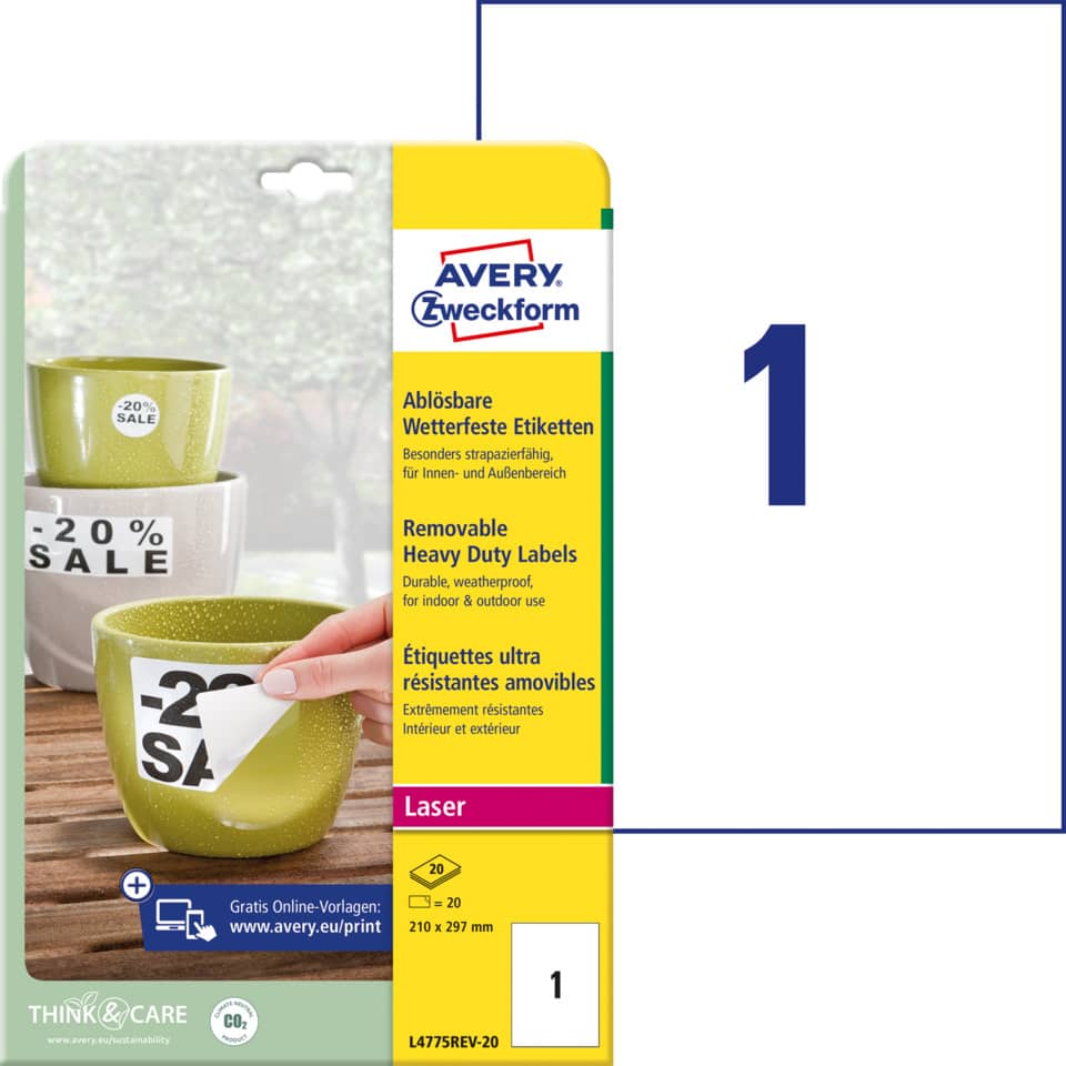 Etiketten, Aufkleber, Weißer Umschlag, Laser, Avery Zweckform