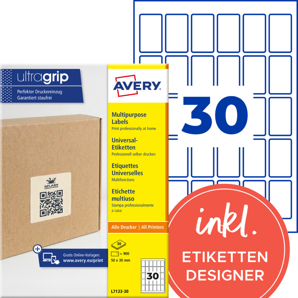 etiketten, druckerpapier, multipurpose, labels, 30x30 mm