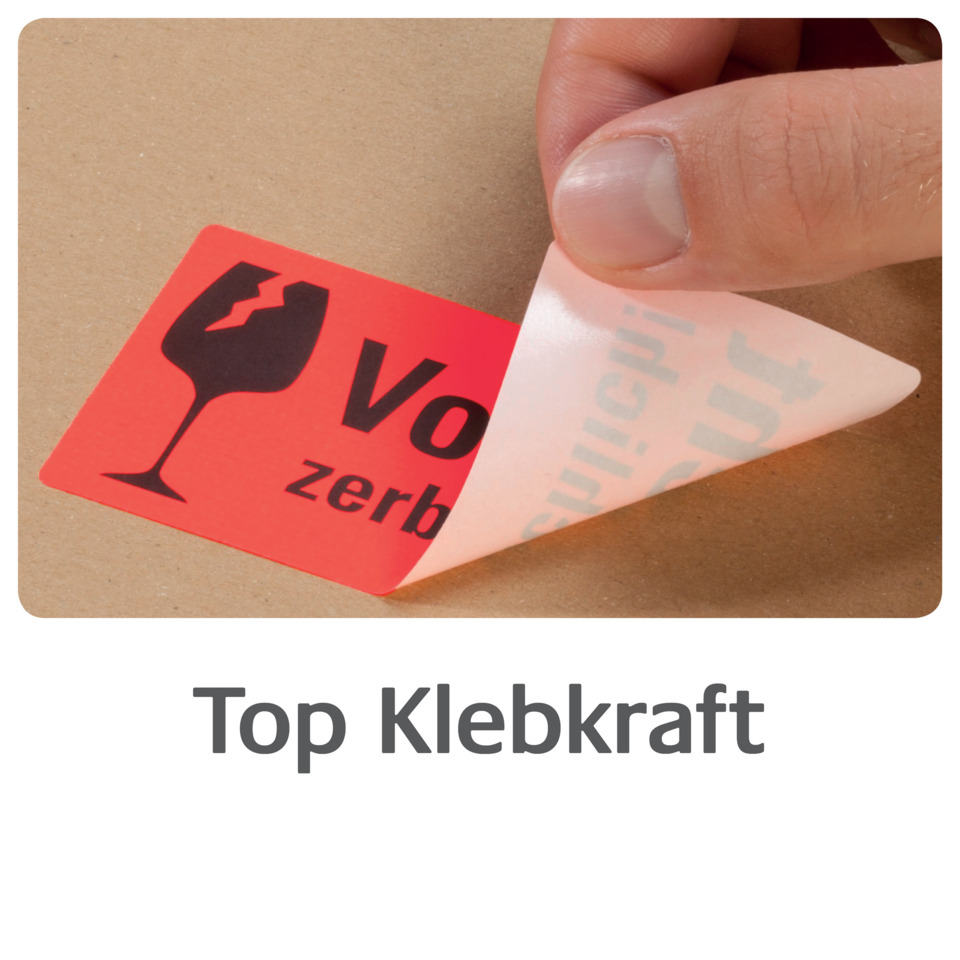 Klebeband, Top Klebekraft, Etiketten, Glas-/Flaschenschaden?, Vorsichtssymbol, Klebkraft, Transparente Folie, Klebepunkt, Aufkleber, Sticker