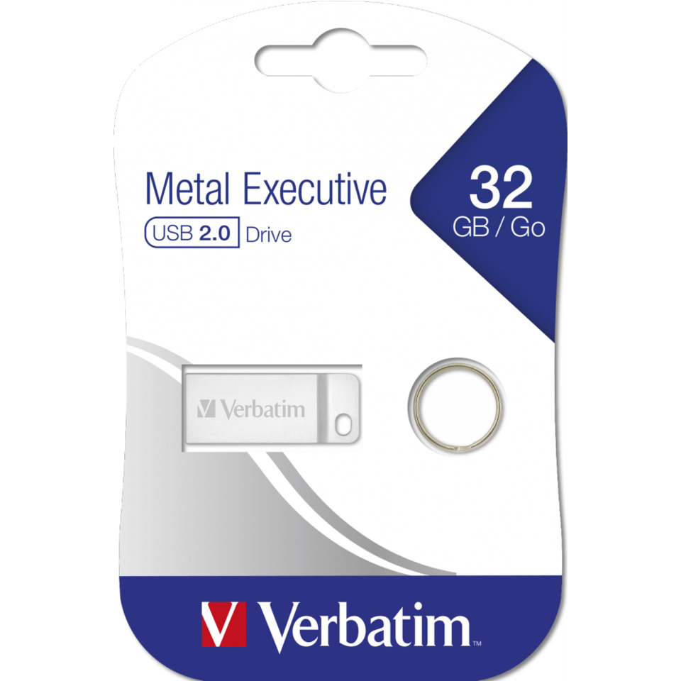 USB-Stick, 32 GB, Metal Executive, Verbatim, USB 2.0 Drive