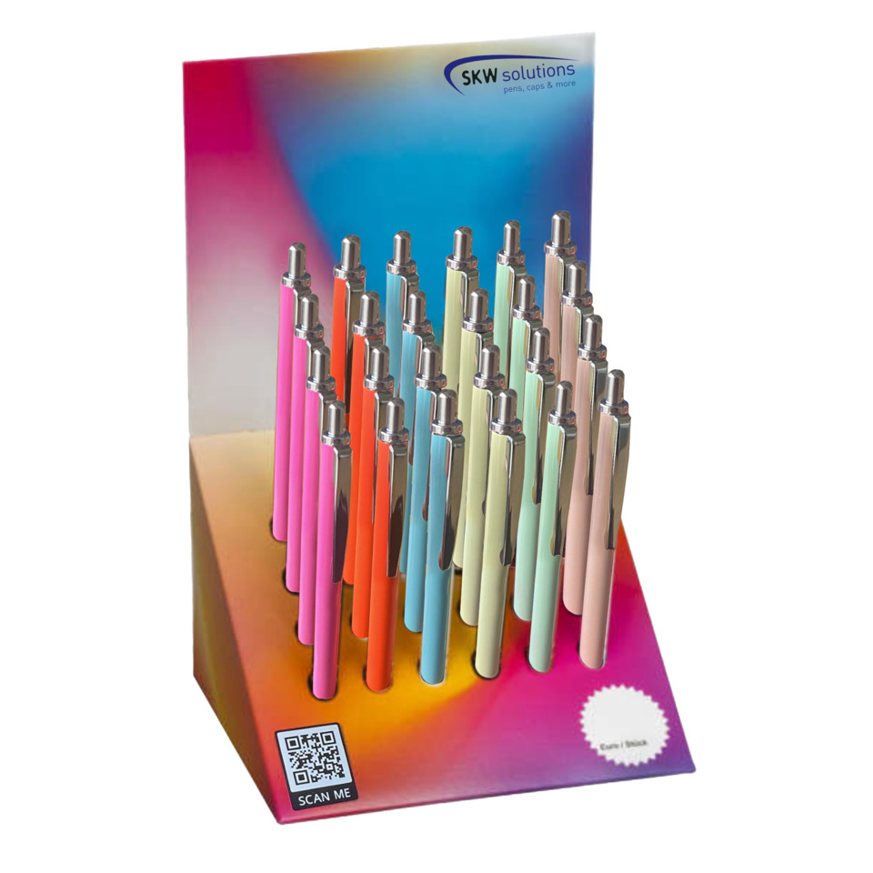 Kugelschreiber, Bunt, Metallspitze, Hebelmechanik, Display-Stand
