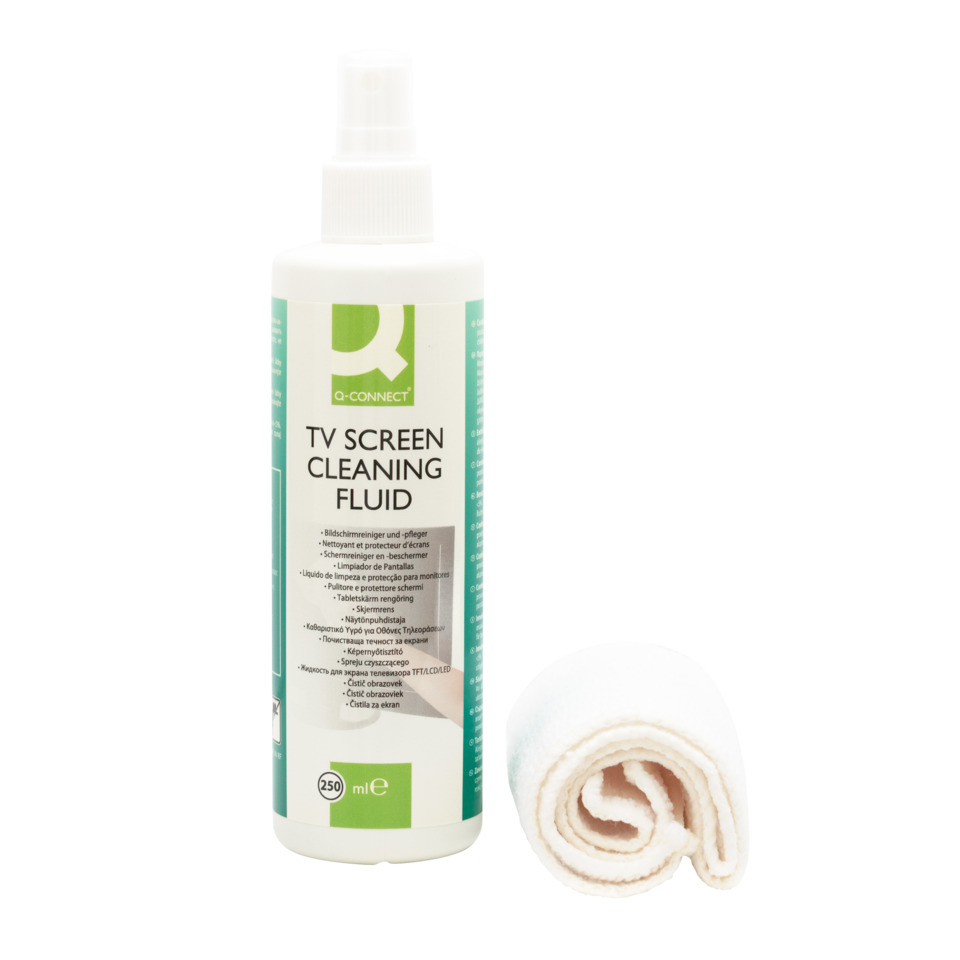 TV-Bildschirmreiniger, Reinigungsflüssigkeit, Sprühflasche, 250 ml, Mikrofasertuch