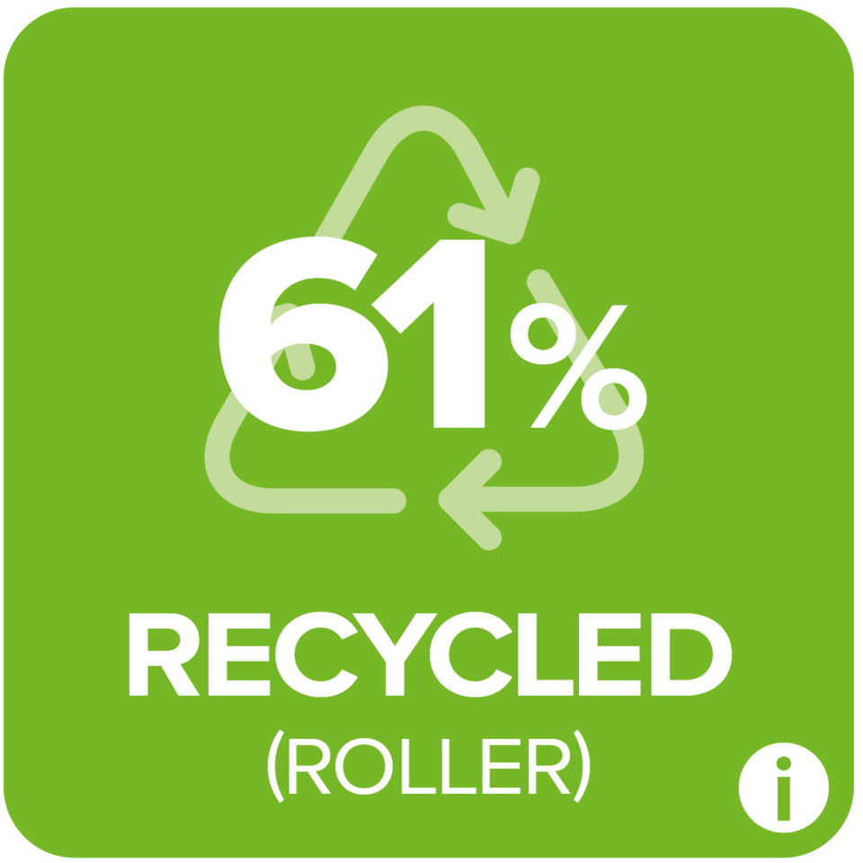 61%, recycled plastic, excl. tape, recycling symbol, grün, recycled, Logo, 61 Prozent, recyceltes Material, Umwelt