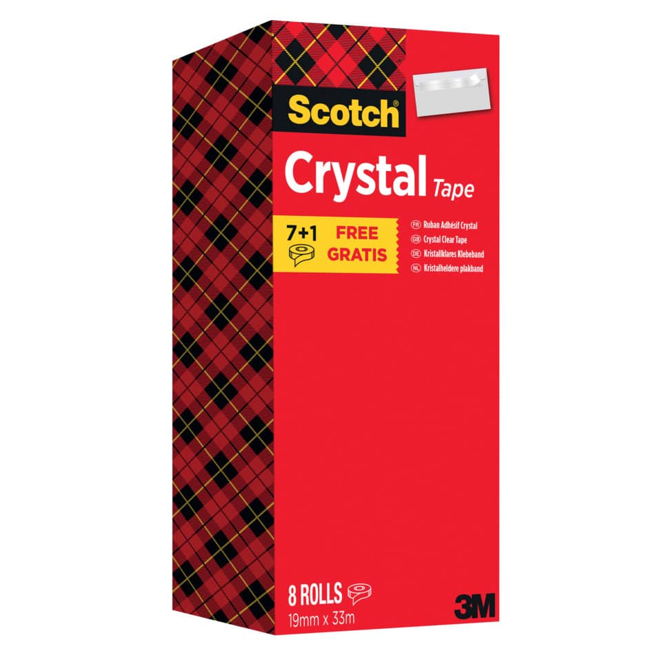Klebeband, Crystal Tape, Verpackungsband, Rotes Muster, 8 Rollen