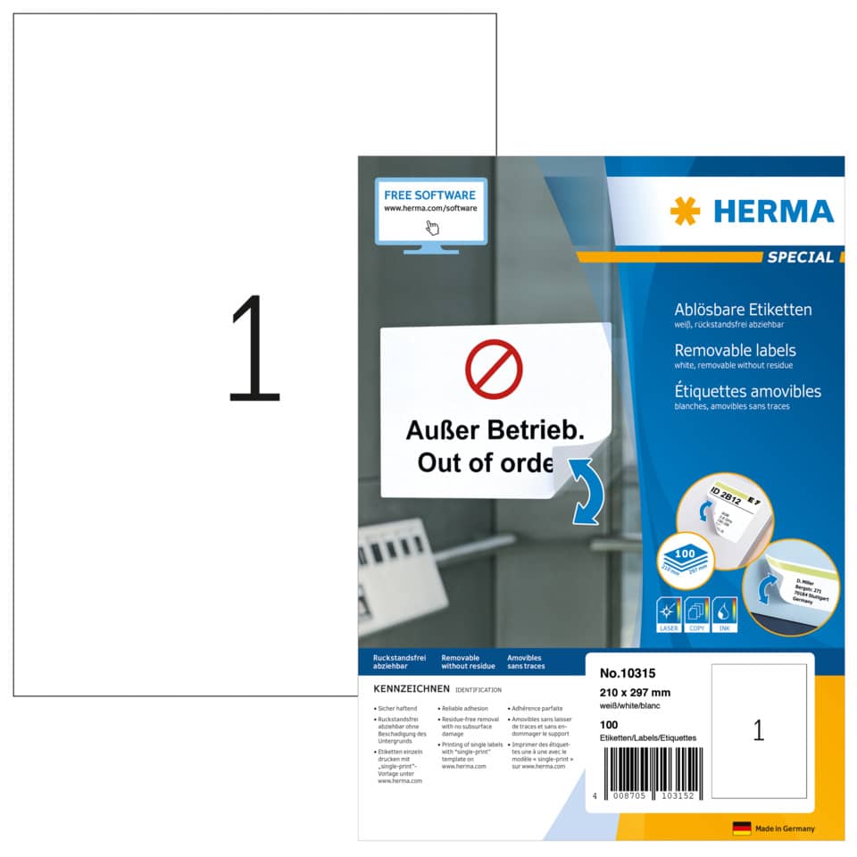 Etiketten, Wandaufkleber, entfernbar, Außer Betrieb, Removable labels