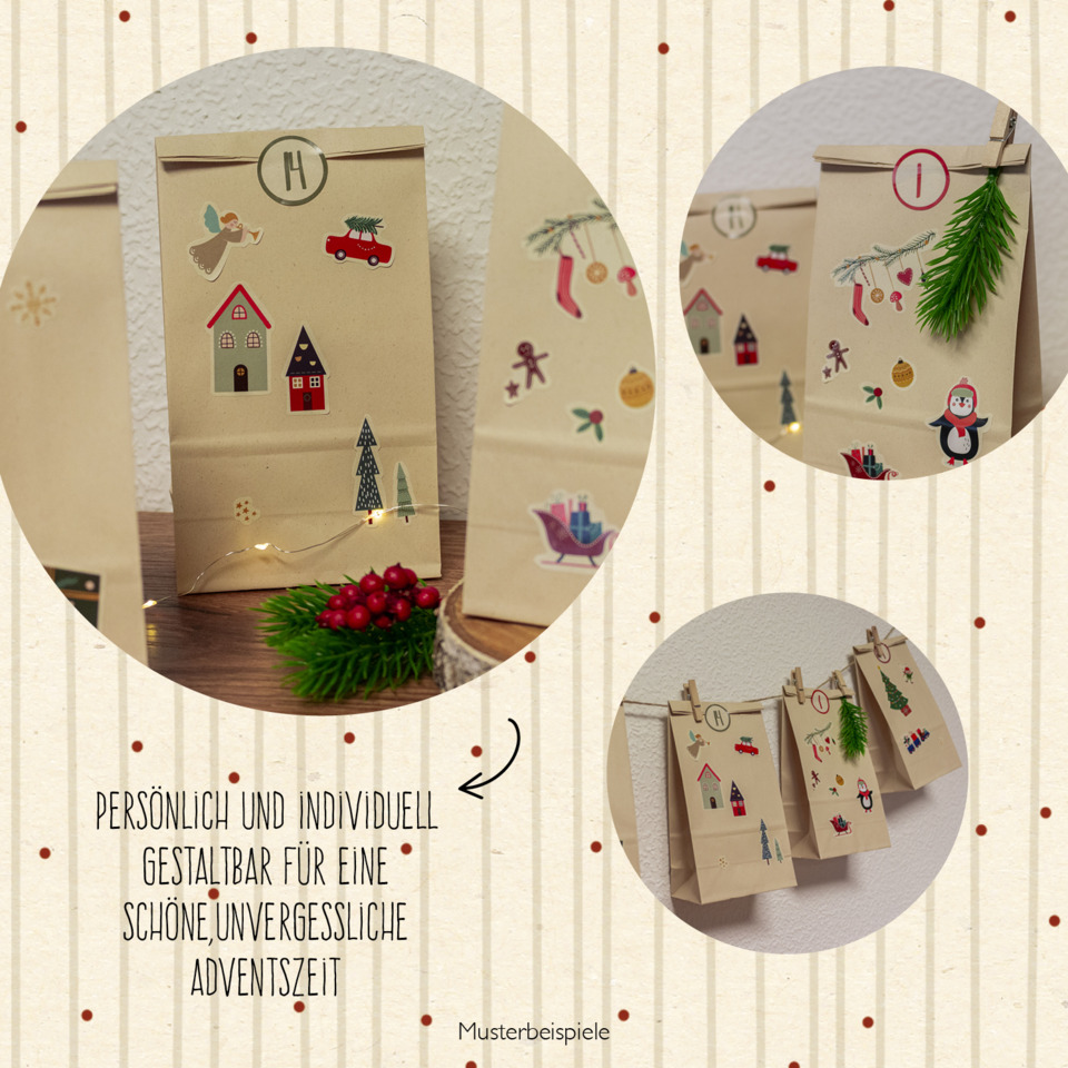  Adventskalender, Geschenkverpackung, Papiertüte, Weihnachten, Dekoration