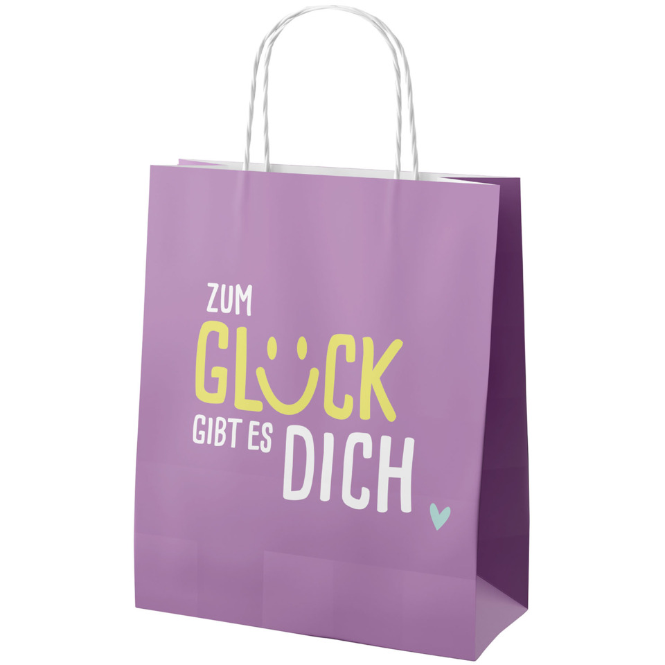 Tasche, Geschenkbeutel, Papiertragetasche, Lila, Motivtext