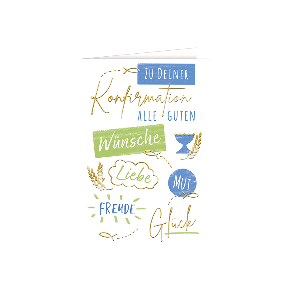 Grußkarte, Konfirmation, Wünsche, Liebe, Glück
