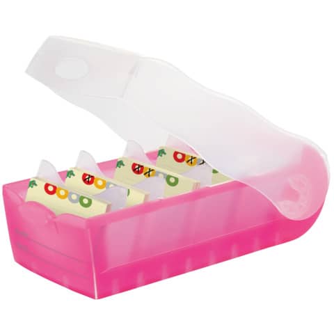 Karteibox CROCO DIN A8 quer, Lernkartei mit 100 Karten, transluzent-pink HAN 998-663